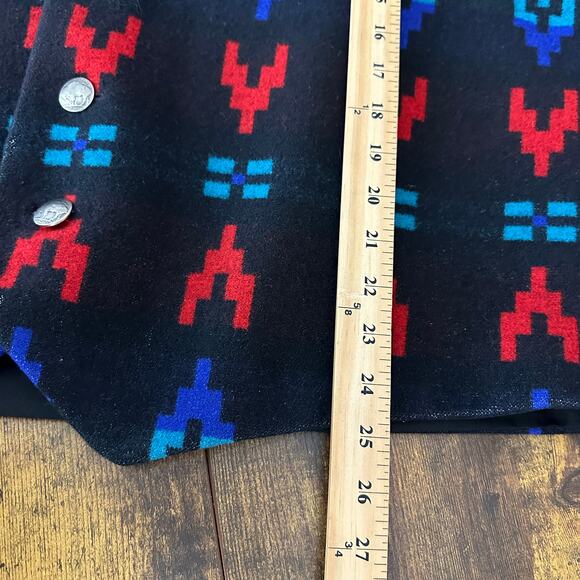 Pendleton southwest woolen mills vest men’s size XL/XXL black colorful  red blue - Picture 11 of 12